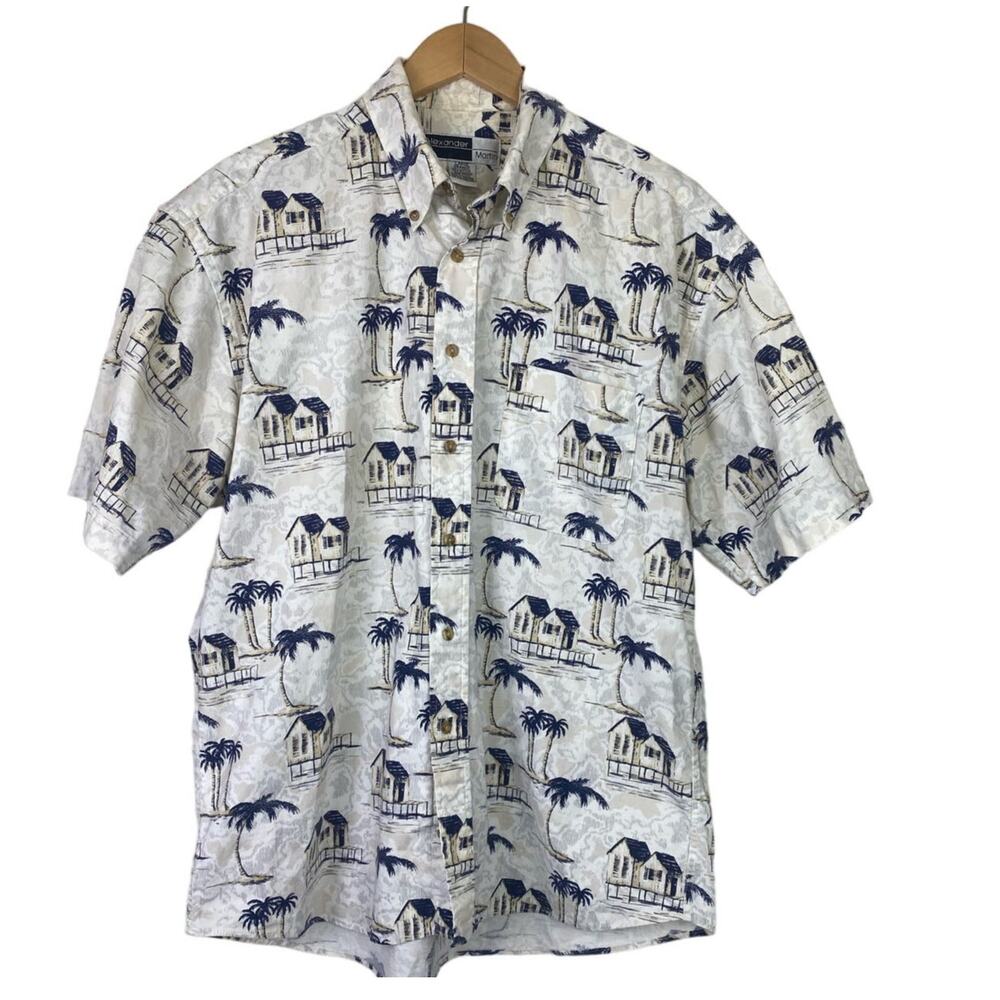 Alex Martin Men’s Tropical Short-Sleeved Button Down Shirt  Size Large
